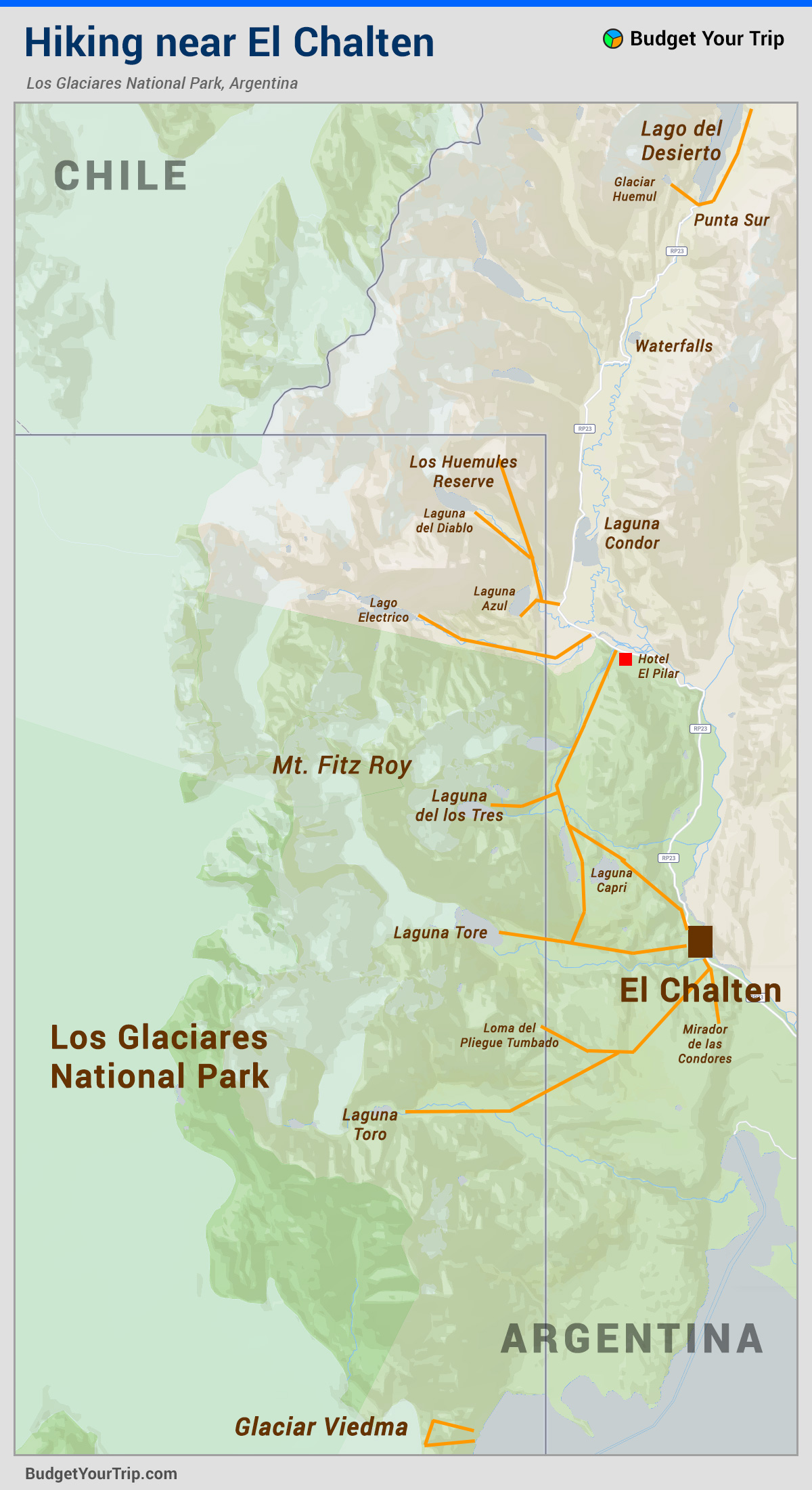 Map: Hiking near El Chalten