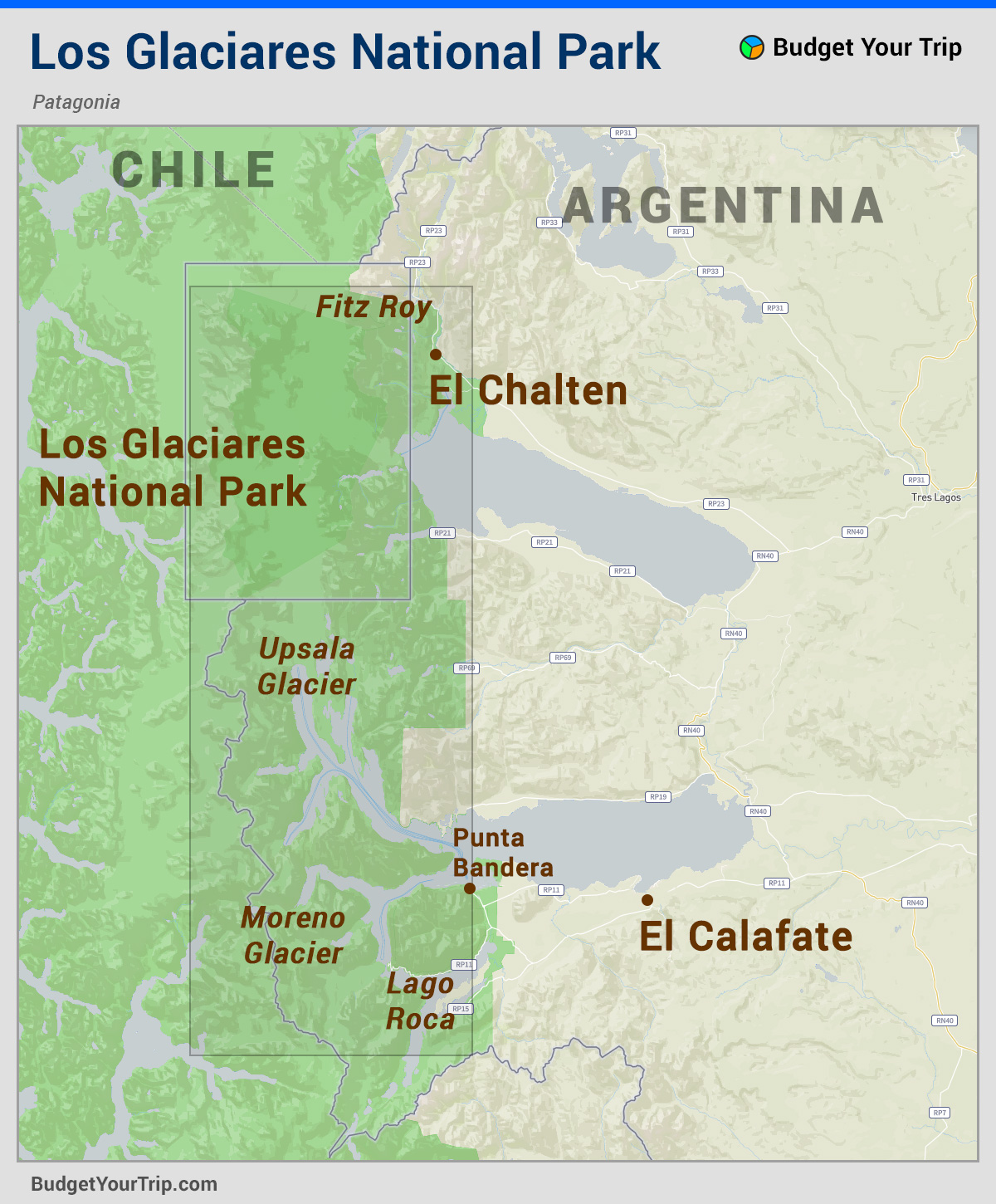 Map: Los Glaciares National Park