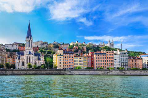 Lyon, France, as viewed from the Saone River