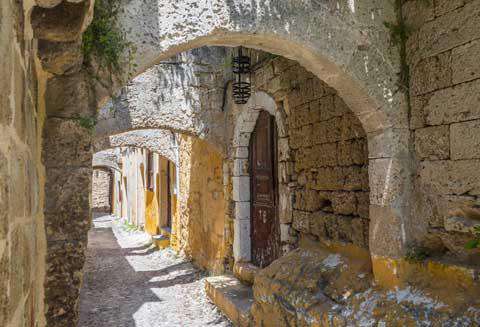The castle walls of Rhodes, Greece