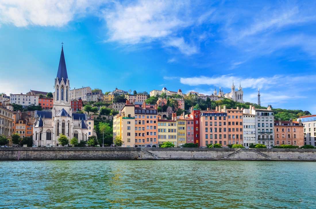 Lyon, France, as viewed from the Saone River