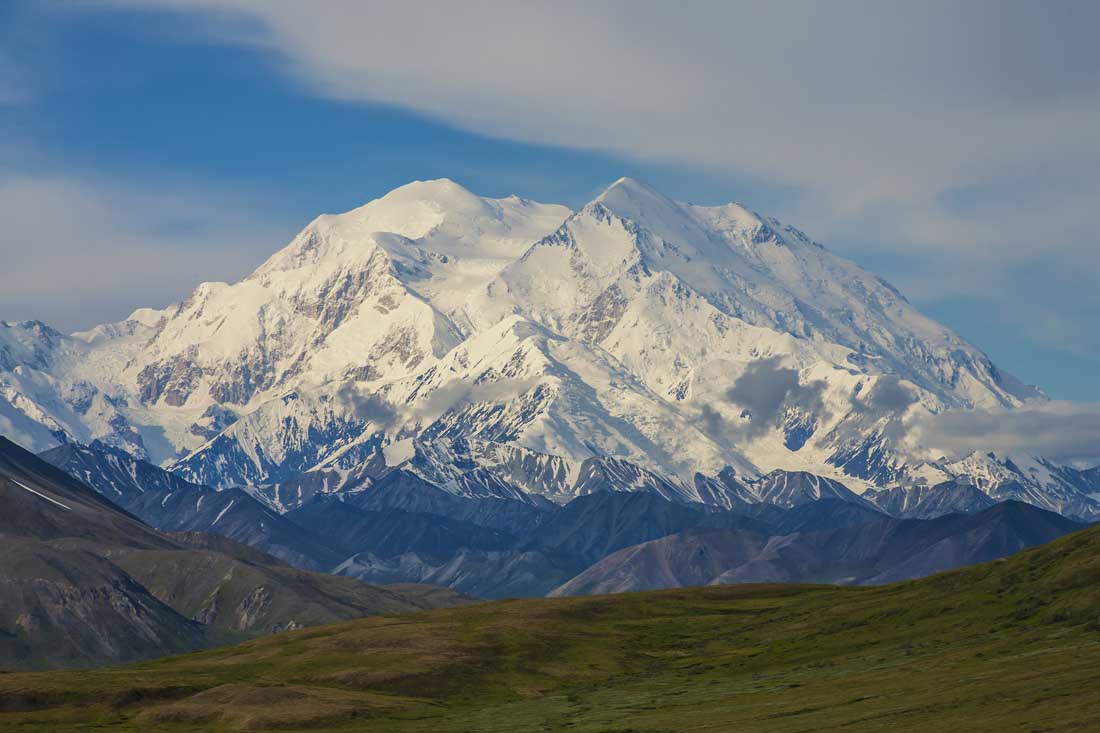 Denali, also known as Mount McKinley, is the highest mountain in the United States at 20,310 feet (6,190.5 m).