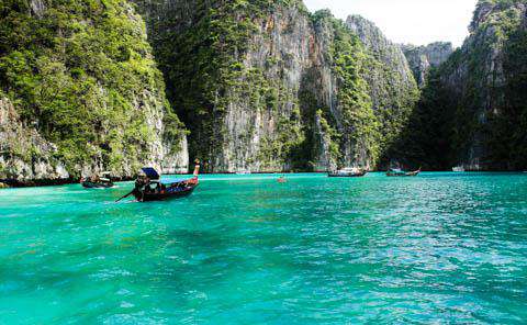 Longtail boats around Koh Phi Phi, Thailand