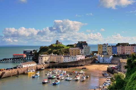 Tenby Harbour and Castle Hill, Wales
